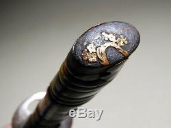 104 Japan Antique Wakizashi Copper Ring Maple Openwork Handle Unokubi-Tsukuri