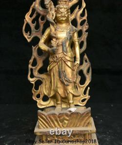 12.4 Old Japan Japanese Buddhism Copper Gilt Fudo Myo-o? / Acalanatha Statue