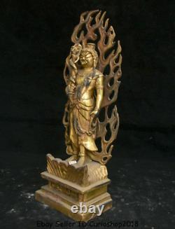 12.4 Old Japan Japanese Buddhism Copper Gilt Fudo Myo-o? / Acalanatha Statue