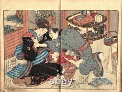 1834 SHUNGA by YOSHITORA Woodblock Print Ukiyoe Book Japanese Original Antique
