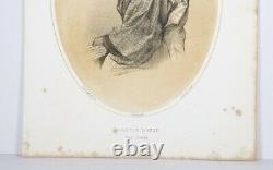 1856 Antique Japanese Woman Simoda Tinted Lithograph Perry Expedition to Japan