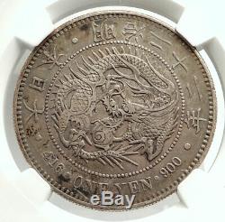 1889 JAPAN Genuine Silver Antique Japanese Yen MUTSUHITO DRAGON Coin NGC i76572