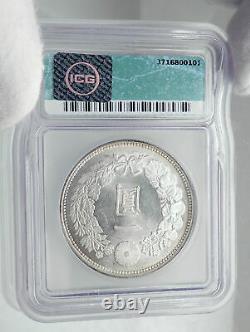 1903 JAPAN Empe MEIJI Large Antique Silver 1 Yen Japanese Coin DRAGON ICG i80901