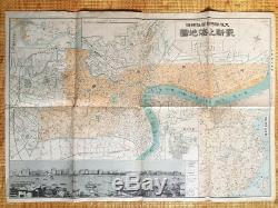 1932 Vintage Shanghai Map Concession Area Sino-japanese War China Japan War Wwii