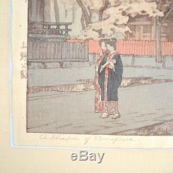 1937 Hiroshi Yoshida Glimpse of Ueno Park Signed Woodblock Lifetime Print Japan