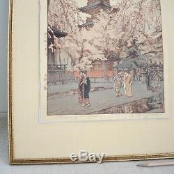 1937 Hiroshi Yoshida Glimpse of Ueno Park Signed Woodblock Lifetime Print Japan