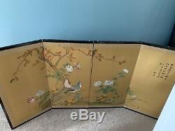 4 panel painted screen Japanese, good condition, silk painting