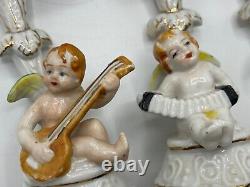 6 Vintage Occupied Japan Cherub Figurines Musicians Candle Holders Antique