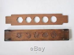 ANTIQUE JAPANESE KASHIGATA Carved Wooden Cake Mold with cover Bird Butterfly