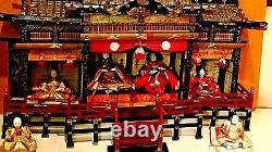 ANTIQUE MEIJI UNIQUE JAPANESE HINA DOLL EMPEROR'S PALACE WithEMPEROR&EMPRESS