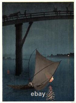 ARAI YOSHIMUNE A Fishing Boat antique Japanese Woodblock Print