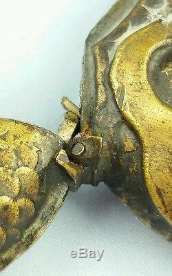 Antique 1890's Brass Match Safe Vesta Case Box Japanese Figural Dragon