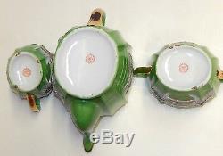 Antique 18 Piece Japanese Porcelain Tea Set Tt Takito Green Moriage Dragonware