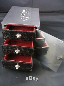 Antique 1940's Japanese Kodansu Chest, 950 Sterling Silver Japan Old Jewelry Box