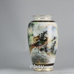 Antique 19/20th century Japanese Porcelain Vase'Birds in Nature