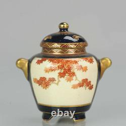 Antique 19th C Japanese Satsuma Mini koro Incense Burner Japan Meiji Period