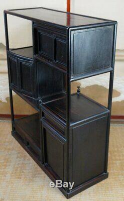 Antique Chadansu Japanese furniture 1890s hard wood cabinet Tansu craft