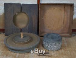 Antique Chausu Japan millstone green tea mill 1800s Japanese sculpture craft