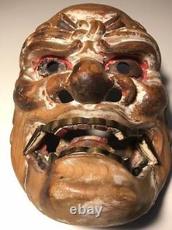 Antique, Ethnographic, Ni Guardian Kongrikishi  Wooden Japanese Mask
