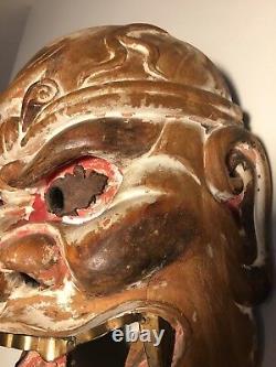 Antique, Ethnographic, Ni Guardian Kongrikishi  Wooden Japanese Mask