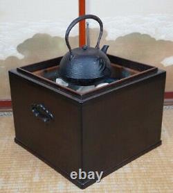 Antique Hibachi traditional Japanese tea cabinet brazer 1900s Japan Tea design