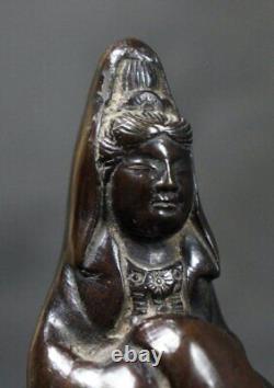Antique Japan Buddhist Kannon deity bronze sculpture 1700s art craft