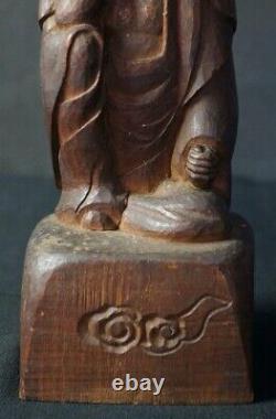 Antique Japan Buddhist deity sculpture 1800s Kibori Edo craft
