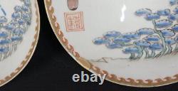 Antique Japan Fuji ceramic bowls set Meshichawan 1800 Yakimono hand craft