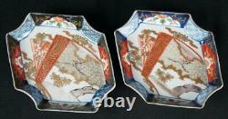 Antique Japan Imari plates Kakuzara 1800s ceramic kiln art