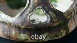 Antique Japan Oribe Tebachi plate vase 1880s kiln art