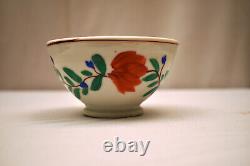 Antique Japan Pottery Soup Bowl Porcelain Motif Floral Decorative Multy Color