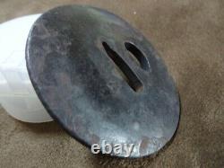 Antique Japan Sword Iron Guard Round bowl type Plain Tsuba Fittings Armor F/S