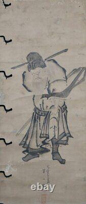 Antique Japan Zen art Sumi-e Shoki 1700 ink art deity