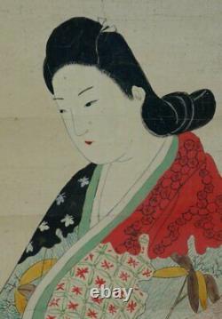 Antique Japan scroll painting Bijin-ga 1828 fine art
