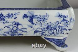 Antique Japanese 19th Century Meiji Period Blue & White Bonsai Iris Planter Larg