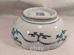 Antique Japanese Arita Imari Kakiemon Porcelain Bowl Blue & White Uzufuku Japan