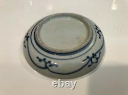 Antique Japanese Blue and White Porcelain Imari Soba Choko Cup & Underplate Set