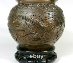 Antique Japanese Bronze Censer Bowl on Stand 19thC