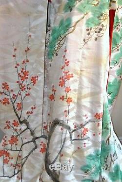 Antique Japanese Cherry Blossom Kimono 19thc Edo Authentic Uchikake Overcoat