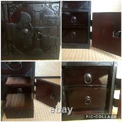 Antique Japanese Furniture Wood Cabinet Isho Dansu Shonai Tansu Black lacquered