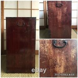 Antique Japanese Furniture Wood Cabinet Isho Tansu withkey Black lacquered #0605