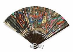 Antique Japanese Japan Handfan Brise Fan Calligraphy Bamboo Painting 1900
