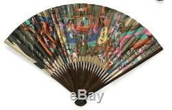 Antique Japanese Japan Handfan Brise Fan Calligraphy Bamboo Painting 1900