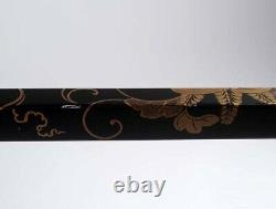 Antique Japanese Kimono display rack Black Gold lacquer wood F/S