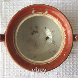 Antique Japanese Kutani Porcelain Sugar Bowl Arhats/ Scholars/ Poets, Signed