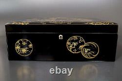 Antique Japanese Lacquer Maki-e Lockable Box