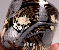 Antique Japanese Lacquer Tea Container Natsume Flowers Pattern Tea Ceremony