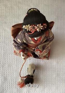 Antique Japanese Meiji Era Ningyo Geisha Doll Walking A Dog
