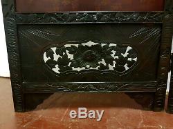 Antique Japanese Oriental 2 Panel Inlayed Bone Mother/Pearl Room Divider Screen
