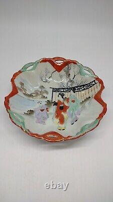 Antique Japanese Porcelain Geisha Girl Hand Painted Bowl Dish 10W